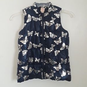 Navy Puffer Butterfly Vest Girl Size 10 -12